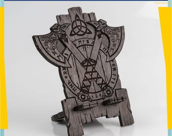 Viking Phone Stand SVG | Norse Axe Design | Laser Cut Phone Holder Files
