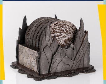 Dragon Coaster Holder SVG | Fantasy Laser Cut Coaster Set – DnD Tabletop Decor Digital File