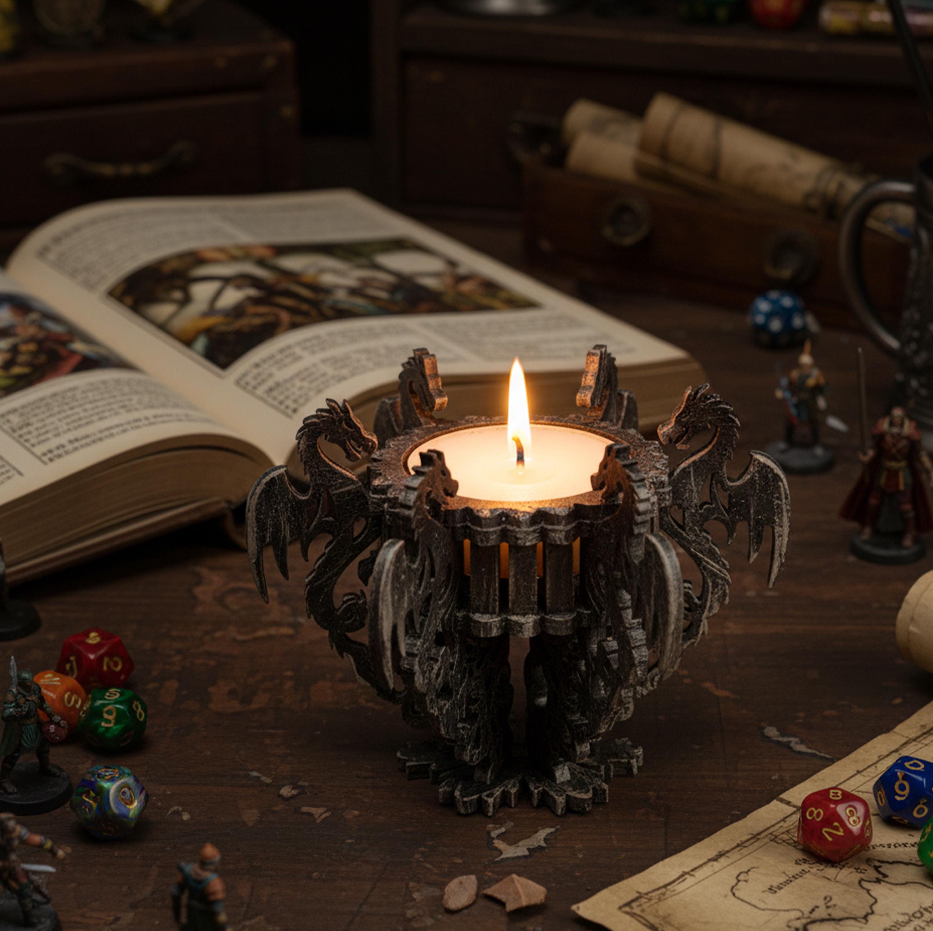 Gothic Dragon Candle Holder SVG | Laser Cut Tealight Lantern File - Etsy