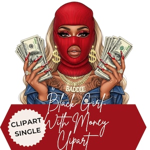 Black Girl Money Clipart: Boss Babe PNG, Ski Mask Art (Digital Download)