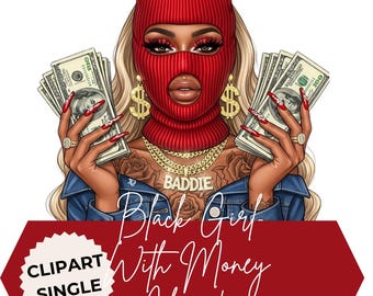 Black Girl Money Clipart: Boss Babe PNG, Ski Mask Art (Digital Download)