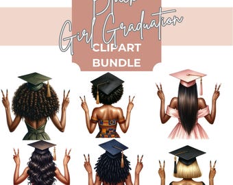 Black Girl Graduation Clipart: Watercolor PNG Bundle (Digital Download)