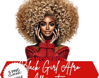 Black Girl Affirmation Clipart Bundle, Empowering PNG Digital Download, Inspirational Melanin Art for Women