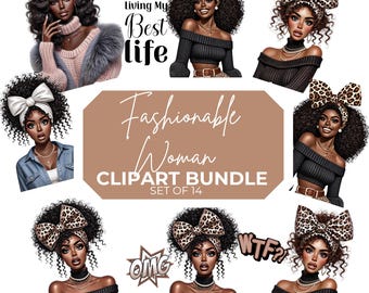 Fashion Girl Clipart Bundle: Diverse Styles (PNG Digital Download)