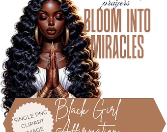 Black Girl Affirmation Clipart: Empowering Prayer PNG (Digital Download