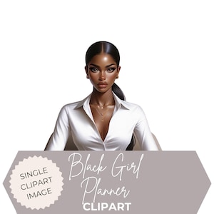 Boss Lady Clipart: African American Woman, Planner Girl PNG (Digital Download)
