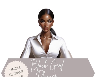 Boss Lady Clipart: African American Woman, Planner Girl PNG (Digital Download)