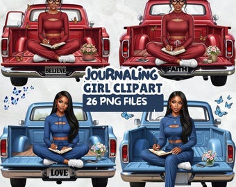 Black Girl Clipart: Journaling PNG, Digital Download for Planners, Stickers, Crafting & Scrapbooking