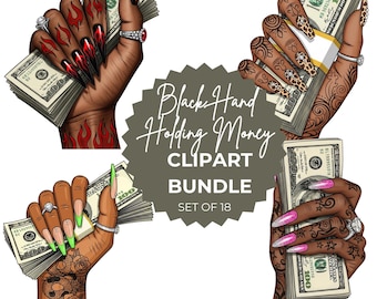 Black Hand Money Clipart PNG: Boss Babe, Tattoo Art (Digital Download)