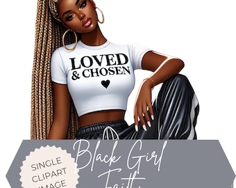 Black Girl Faith Clipart: Christian PNG, Praying Woman (Digital Download