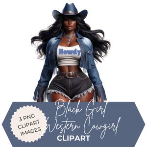 Black Cowgirl Clipart: Western PNG Images (Digital Download)