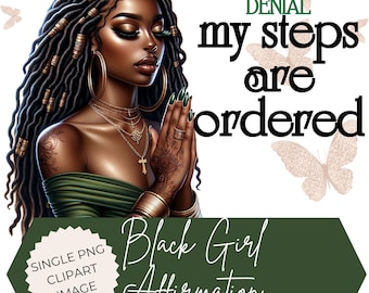 Black Girl Affirmation Clipart: Empowering Prayer PNG (Digital Download