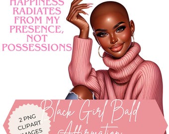 Black Girl Affirmation Clipart: Inspirational PNG, Happiness Art (Digital Download)