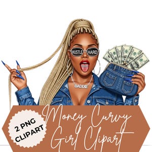 Black Girl Money Clipart, Girl Boss Hustler PNG, African American Clipart, Money Inspiration Art,  Urban Black Woman, Hustler Girl PNG