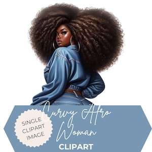 Black Woman Afro Clipart: Curvy Queen PNG (Digital Download)