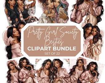 Paquete de imágenes prediseñadas Glam Bestie / BFF de moda PNG (Descarga digital)