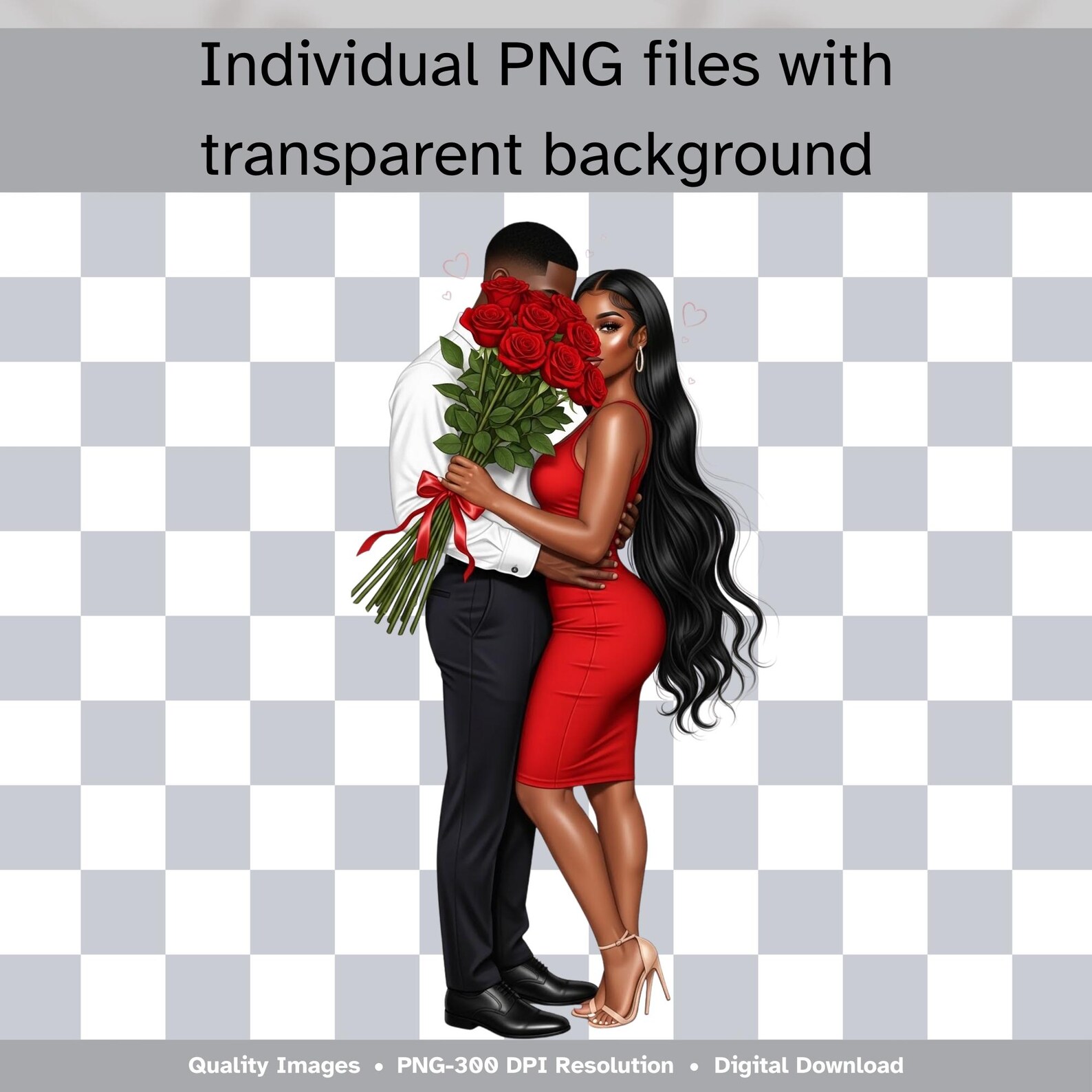 Couple Valentine Clipart, Cute Romantic PNG Bundle, Digital Download ...