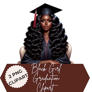 Black Girl Graduation Clipart: Class of 2025 PNG (Digital Download)