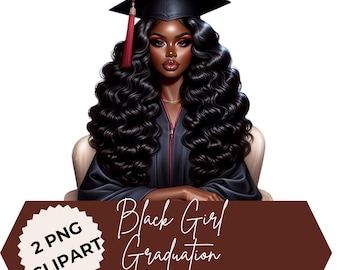 Black Girl Graduation Clipart: Class of 2025 PNG (Digital Download)