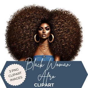 Clipartbundel Afro Queen: Black Girl png-afbeeldingen (digitale download)