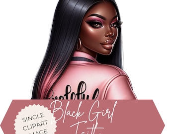 Black Girl Faith Clipart: Grateful Woman Praying PNG (Digital Download