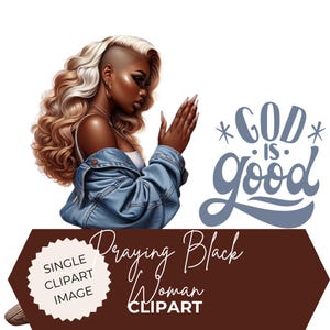 Black Woman Praying Clipart: Faith-Inspired PNG (Digital Download)