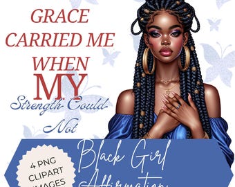 Black Girl Affirmation Clipart: Inspirational PNG, Self-Love Art (Digital Download)