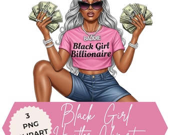 Clipart Black Girl Hustler: Boss Babe png-afbeeldingen (digitale download)