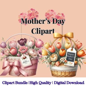 Watercolor Mother&#39;s Day Flower Clipart Bundle (PNG Digital Download)