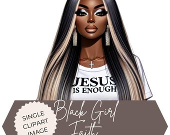 Schwarze Frau betend Clipart: Christliche PNG für Kleidung & Journals (digitaler Download