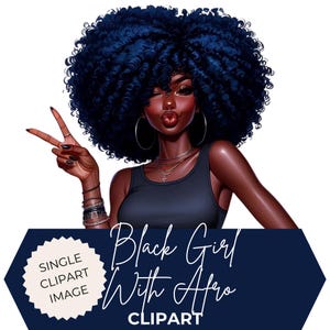 Black Afro Girl Clipart: Fashion PNG for Sublimation Designs (Digital Download)