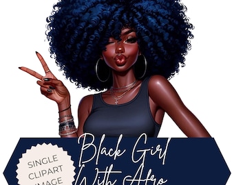 Black Afro Girl Clipart: Fashion PNG for Sublimation Designs (Digital Download)