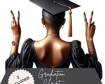 Black Girl Graduation Clipart: African American Graduate PNG (Digital Download)