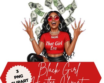 Clipart Black Girl Hustler: Boss Babe png-afbeeldingen (digitale download)