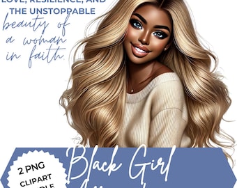 Black Girl Affirmation Clipart: Motivational PNG, Empowerment Art, Digital Download for Melanin Queens