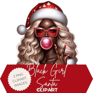 Black Girl Christmas Clipart: African American Woman PNG, Holiday Illustration (Digital Download)