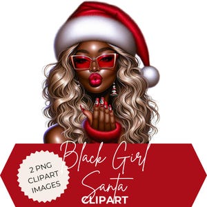 Black Girl Christmas Clipart: African American Woman PNG, Holiday Illustration (Digital Download)