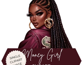 Melanine Boss Girl png: Black Girl Money Clipart (digitale download)