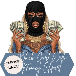 Black Girl Clipart: Money, Ski Mask, Boss Babe PNG