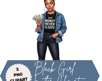Black Girl Hustler Clipart: Boss Babe PNG Graphics (Digital Download)