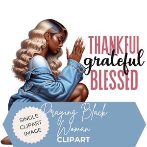 Praying Black Woman Clipart: Faith PNG (Digital Download)
