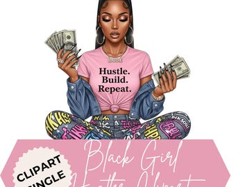 Clipart Black Girl Hustler: Urban Boss Babe png-afbeeldingen (digitale download)