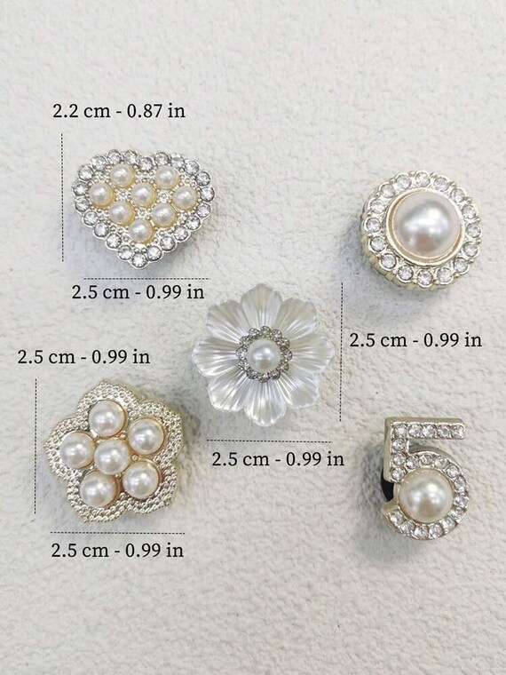 Luxury Rhinestone Crocs Charms Gold Flower Pearl Shoe Charms Decorations Bling ABS Jewelry Buckle Diy Accessories 10pcs Etsy