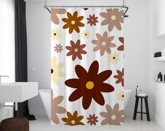 Shower Curtain Boho Cute Shower Curtain Long Shower Curtain Retro Shower Curtain Mid Century Curtain Boho Shower Curtain Brown Curtain