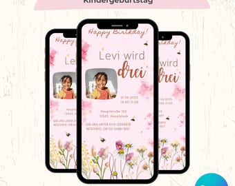 Children's birthday party invitations, children's invitation cards, birthday invitation text, invitations with photos, printable templates, invitations with flowers