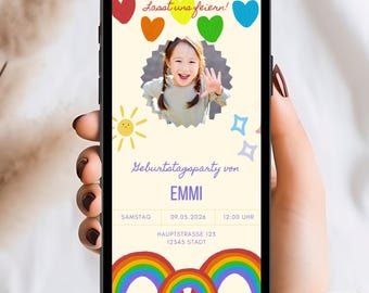 Digital Birthday Invitation, Children's Birthday Invitation Cards, Children's Birthday Template, Birthday Ecard, Birthday Invitation for WhatsApp, Pink