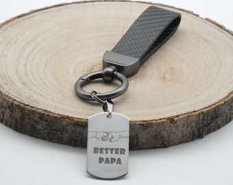 Bester PAPA Schlüsselanhänger personalisiert für Vatertagsgeschenk, Geburtstagsgeschenk, Männer Schmuck, silber