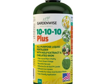 10-10-10 Liquid Plant Fertilizer: Seaweed Kelp & 6% Chelated Iron