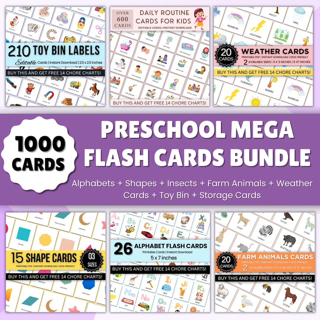 Preschool Pre-k Kindergarten Mega Bundle Pre-school Cards Toy Bin ...