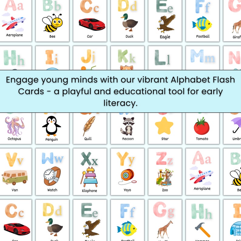 Alphabet Printable Flashcards ABC Flash Cards Educational Cards Alphabet Printable Flashcards ABC Flash Cards Educational Cards